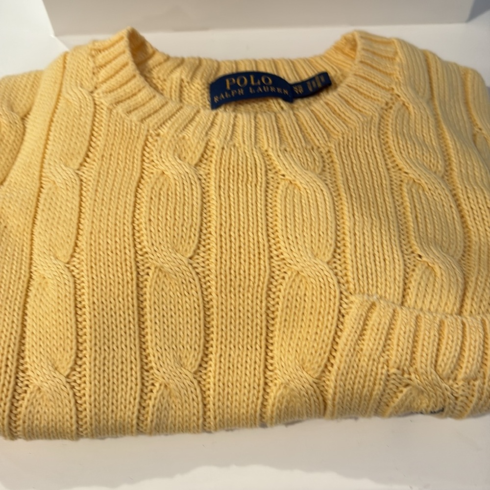 Ralph Lauren Yellow Cable Knit Short Sleeve Tee - Picture 7 of 9
